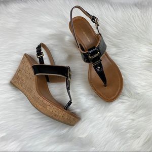 Tommy Hilfiger Black Wedge Heel Sandal 8M